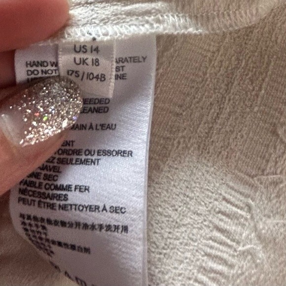 Maeve by Anthropologie Quinn fringe tank Size 14 White Pinstripes Summer - Picture 9 of 10